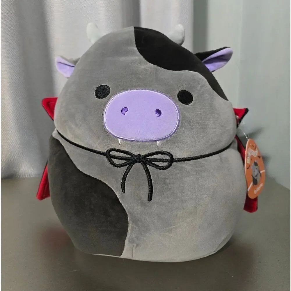 New Squishmallows 12 inch Bridgette the Vampire Cow Halloween 2025 Fangs Cape